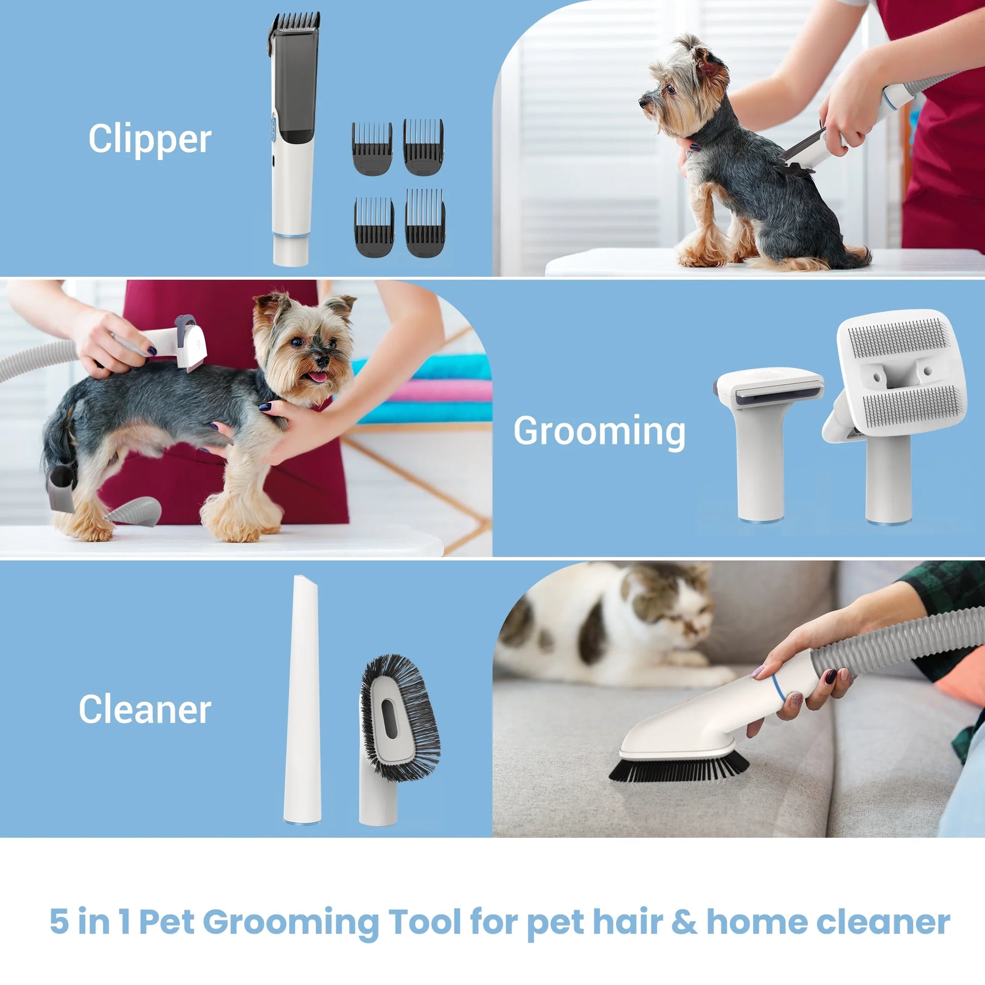 Transform Your Pup into a Grooming Superstar with Our 5-in-1 Pet Grooming Vacuum & 12KPA Suction Power!