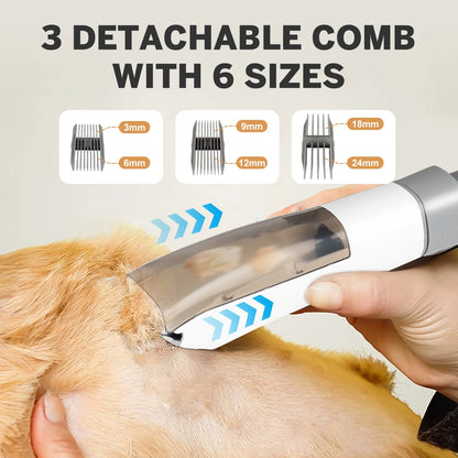 Ultimate 4-in-1 Dog Grooming Vacuum Kit - Low Noise Clippers & Shedding Brush for Effortless Pet Hair Removal!