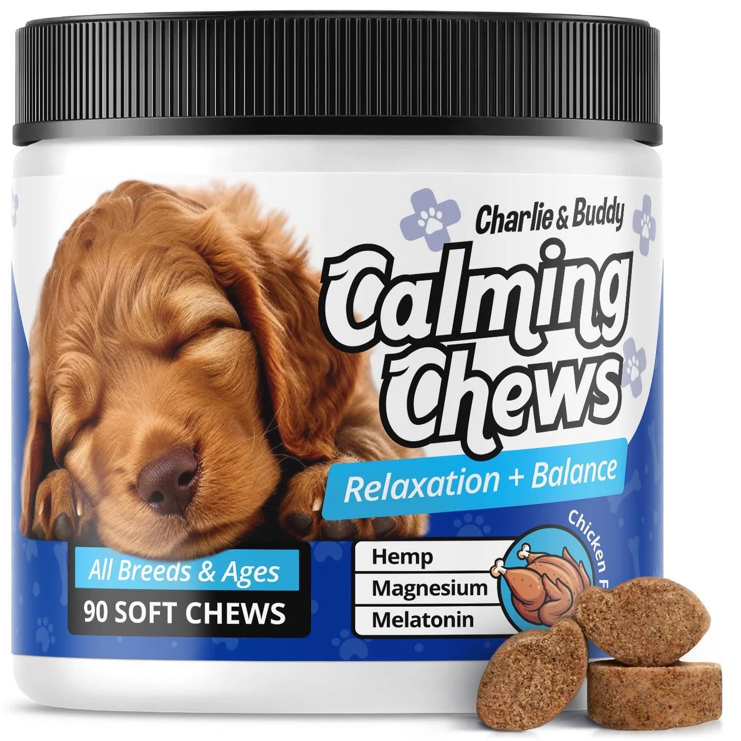 Delicious Chicken-Flavored Calming Chews for Dogs - 90 Soft Treats for Anxiety Relief