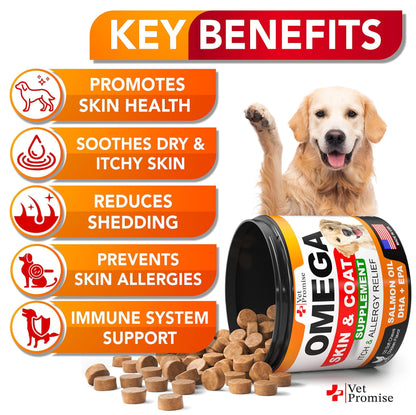 Revitalize Your Dog's Skin and Coat with Omega 3 Fish Oil Chews - 120 Delicious Treats for Ultimate Health and Allergy Relief